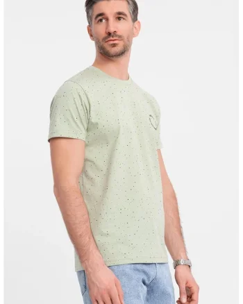 Tricou de bumbac cu pete decorative, Negru/Albastru/Verde fistic