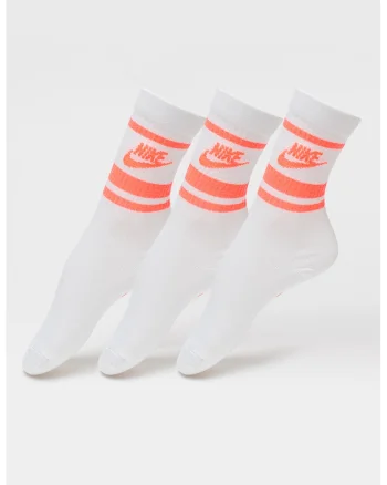 Set de sosete unisex cu imprimeu logo - 3 perechi, Alb/Portocaliu neon