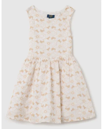 Rochie cu model floral si decupaj pe spate, Maro camel