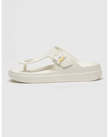 Papuci flip-flop cu model uni Eva, Alb murdar