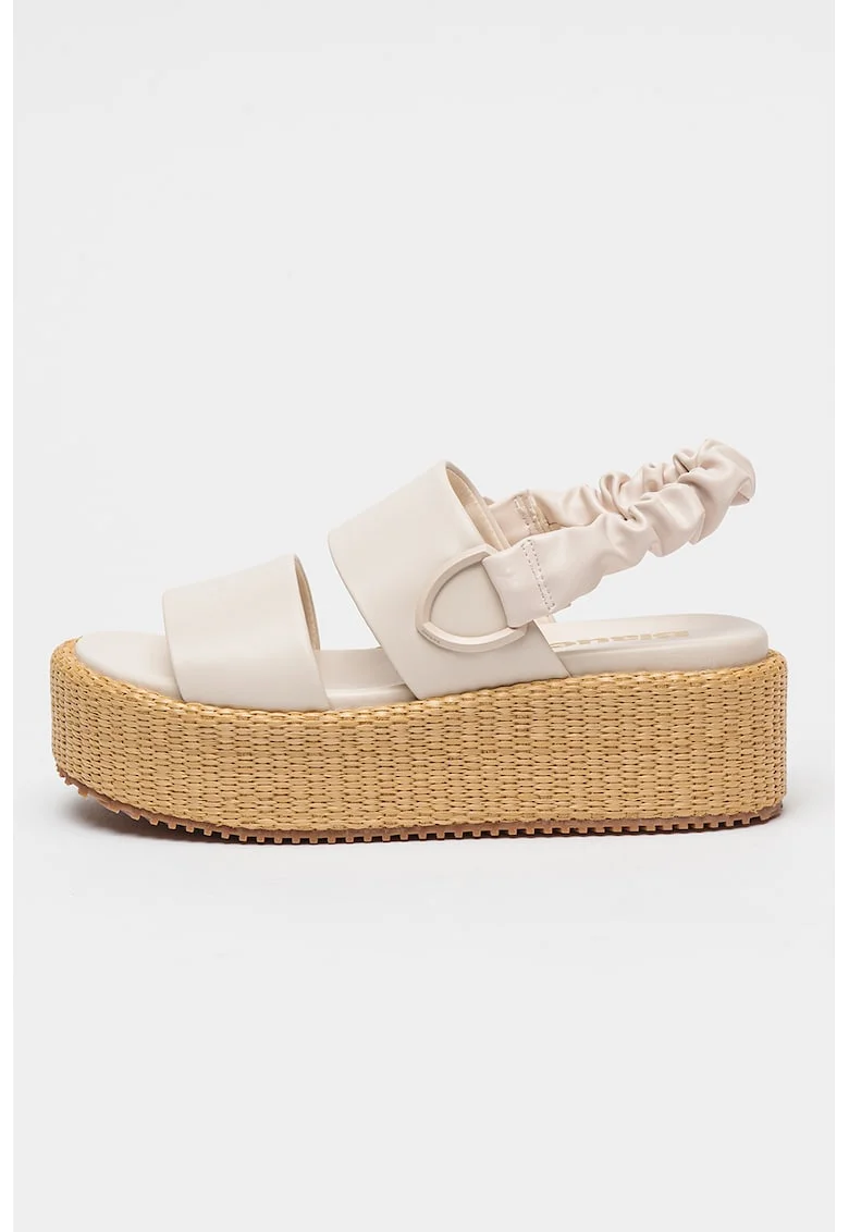 Sandale wedge din piele ecologica Opal, Bej deschis