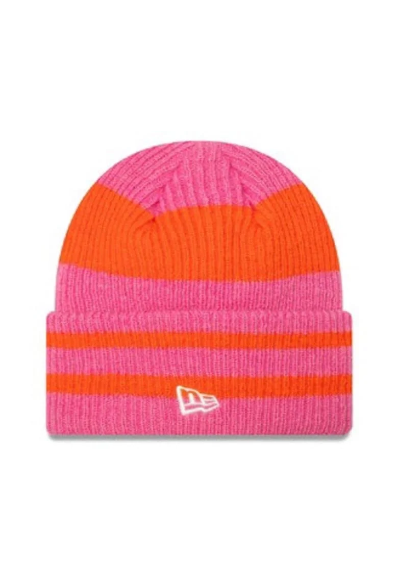 Caciula dama  Stripe Cuff Knit Beanie, roz, material sintetic