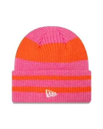 Caciula dama  Stripe Cuff Knit Beanie, roz, material sintetic