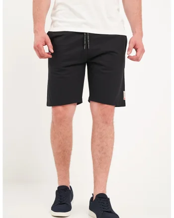 Pantaloni scurti din amestec de bumbac cu talie ajustabila, Negru