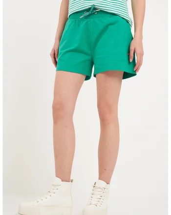Pantaloni scurti din amestec de bumbac cu snururi, Verde persan