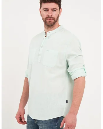 Bluza din bumbac cu fenta cu nasturi, Verde pal