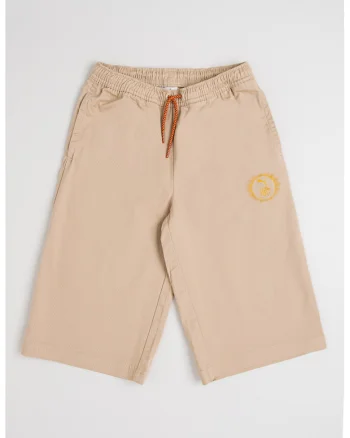 Pantaloni scurti cu aplicatie logo discreta si snur, Bej