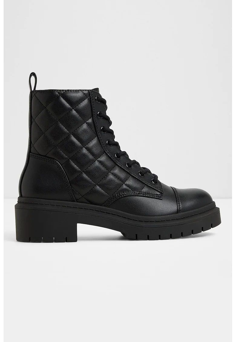 Bocanci din piele ecologica cu aplicatie cap-toe Goer, Negru stins