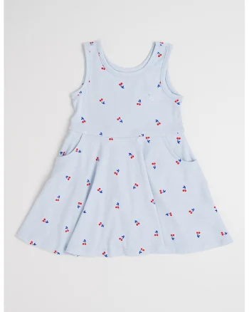 Rochie scurta de bumbac, Rosu/Albastru lavanda/Albastru royal