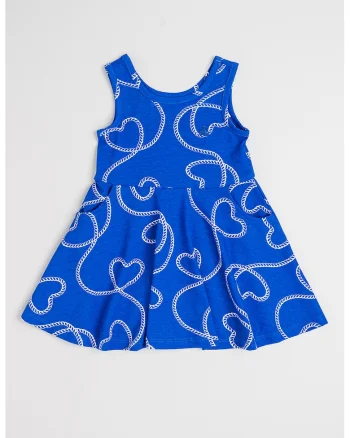 Rochie scurta de bumbac, Alb/Albastru royal