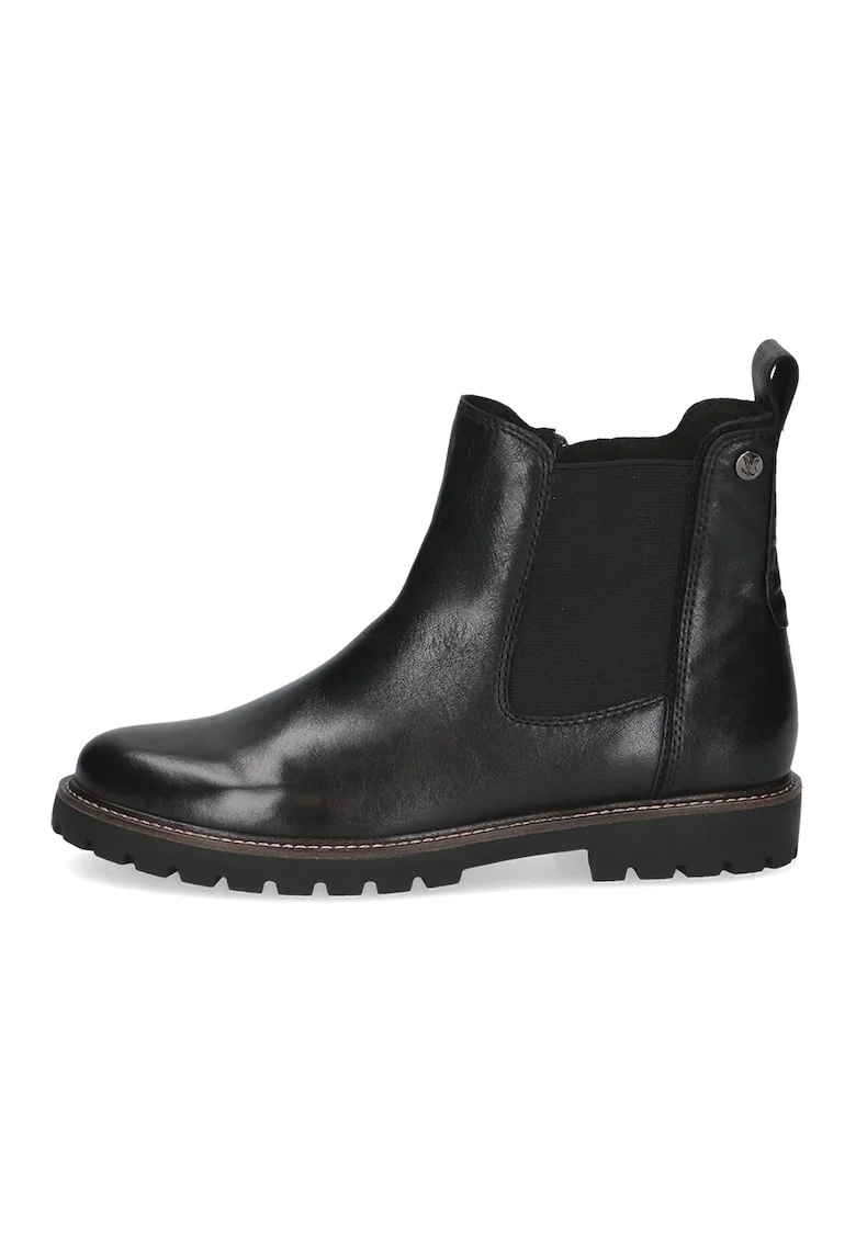 Ghete din piele cu model crocodil si segment din material textil, Negru