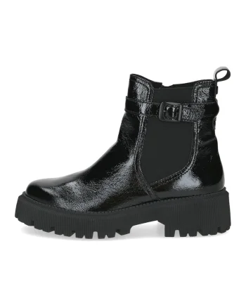 Ghete din piele cu segment din material textil, Negru