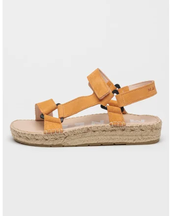 Sandale-espadrile cu garnituri de piele, Portocaliu