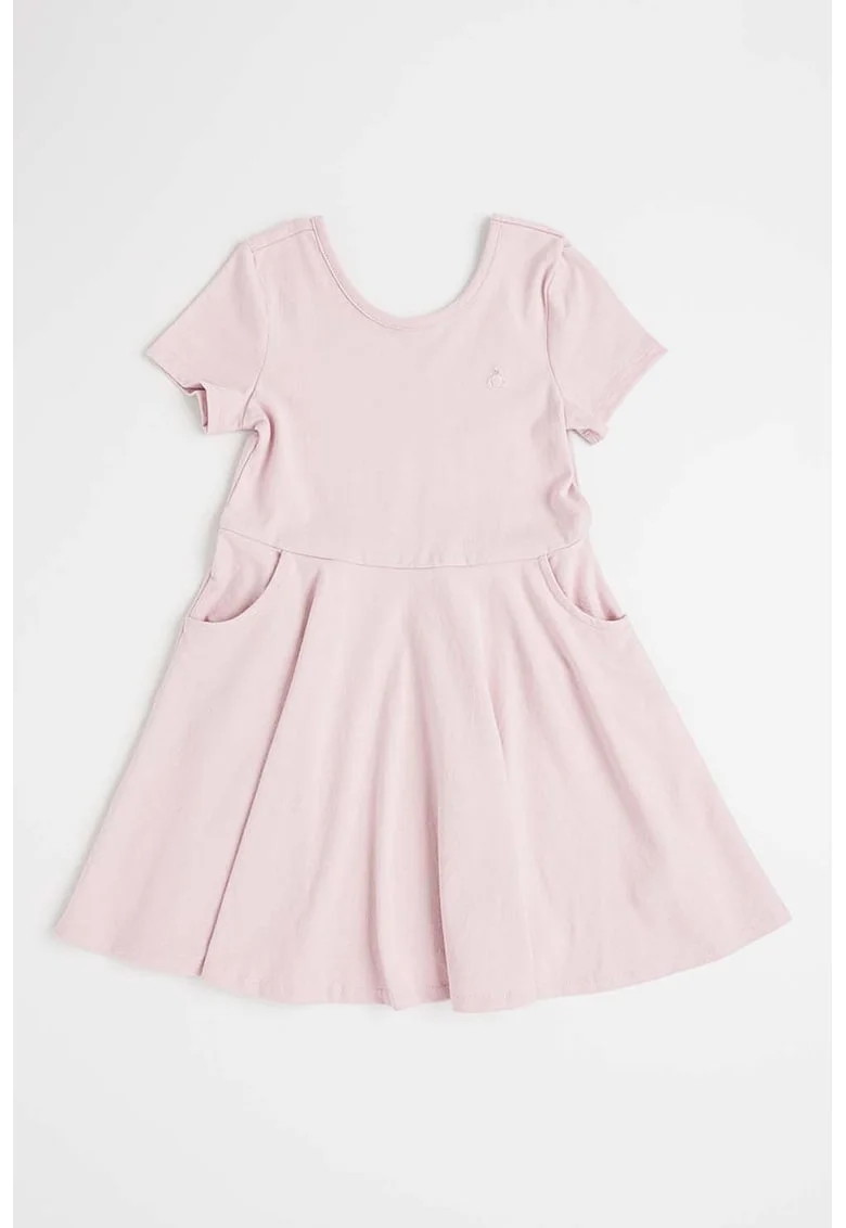 Rochie evazata de bumbac, Roz prafuit
