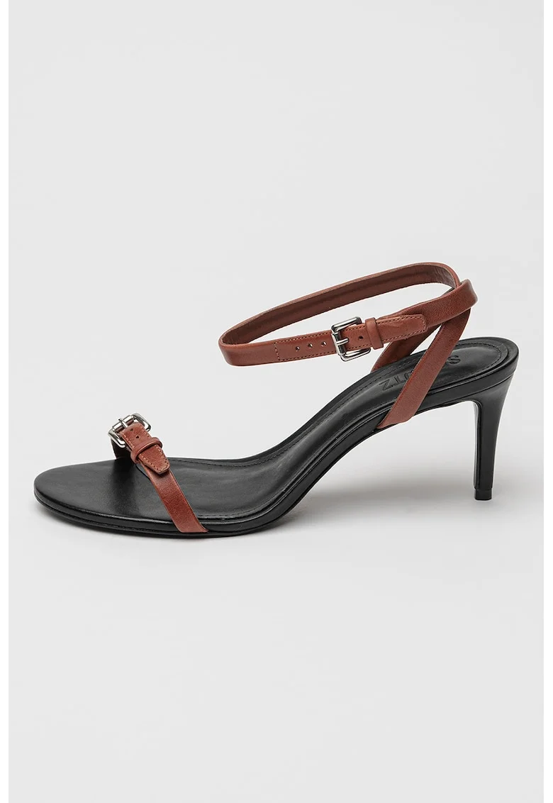 Sandale din piele Aurora, Negru/Caramel