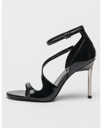 Sandale cu toc si aspect lucios Shimmy, Negru