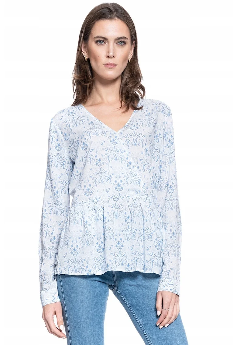 Bluza Dama,  Erika V, Croi Normal, 100% Bumbac, Fara Inchidere, Maneci Lungi, Marime S, Albastru