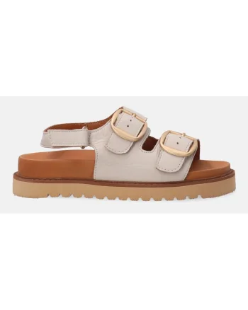Sandale de piele cu platforma si catarame