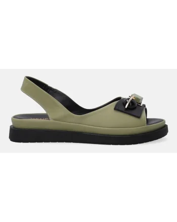 Sandale de piele cu platforma si element decorativ