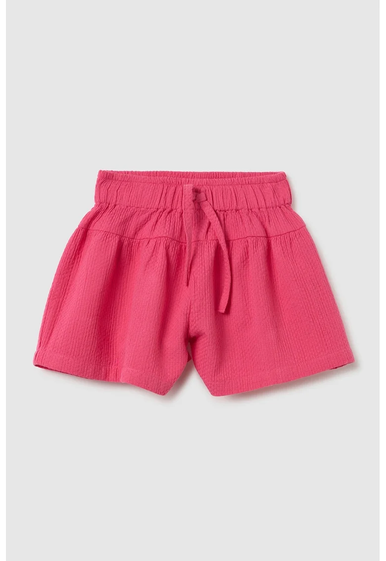Pantaloni scurti texturati cu snur, Roz zmeuriu