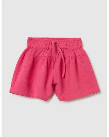 Pantaloni scurti texturati cu snur, Roz zmeuriu