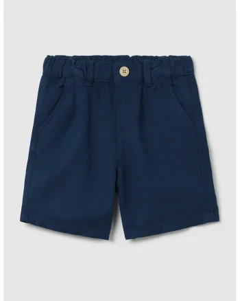 Pantaloni scurti din amestec de in, Bleumarin