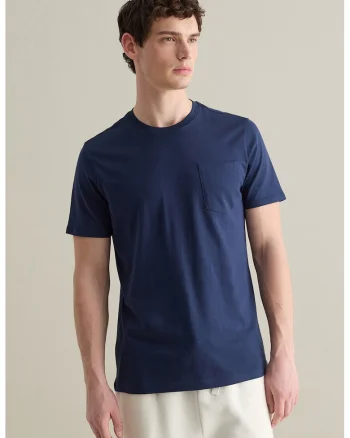 Tricou cu buzunar pe piept, Bleumarin