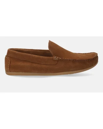 Pantofi loafer de piele intoarsa cu cusaturi decorative