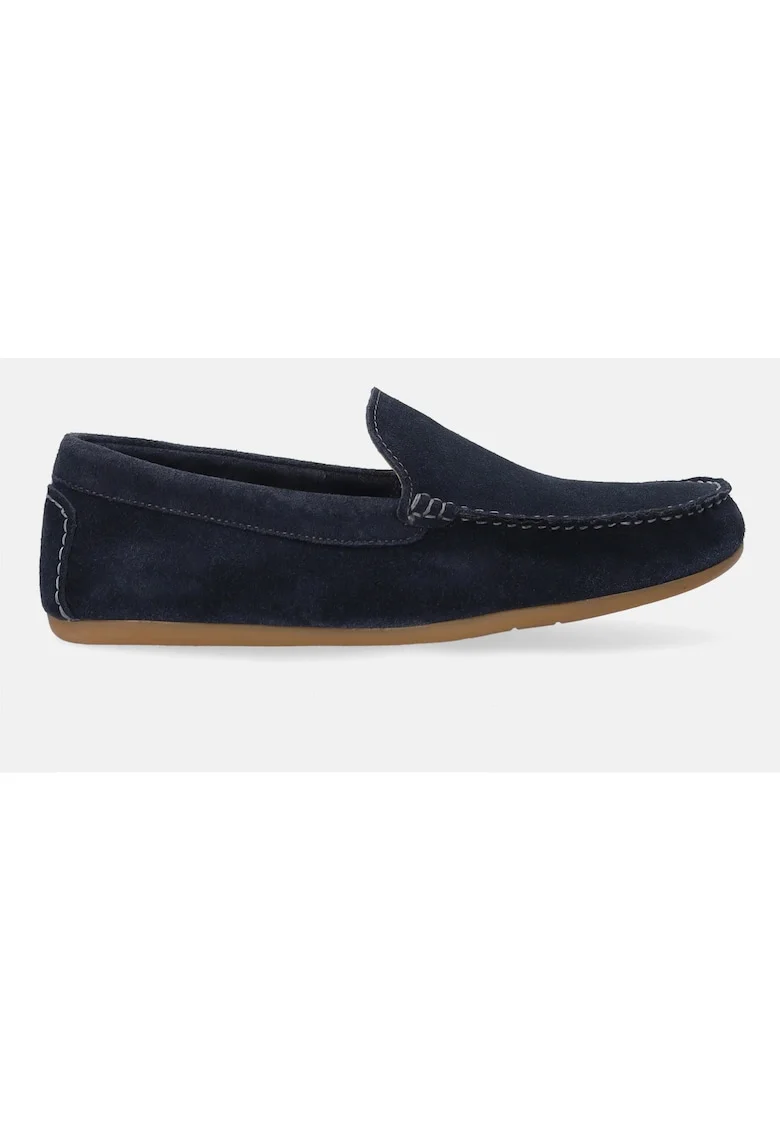 Pantofi loafer cu talpa plata, de piele intoarsa