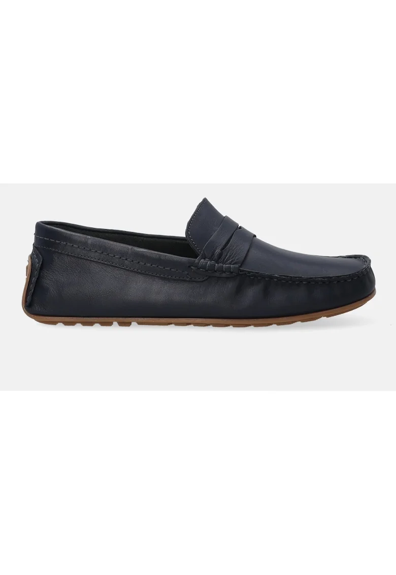 Pantofi loafer de piele, cu cusaturi decorative