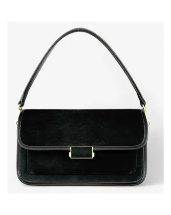 Baguette geanta din piele, Negru, 15x26x9