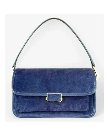 Baguette geanta din piele, Bleumarin, 15x26x9