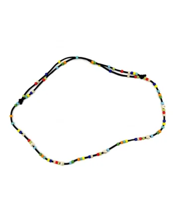 Bratara de picior cu bile din AUR 14K si Margele Miyuki Multicolor, snur negru reglabil, dama