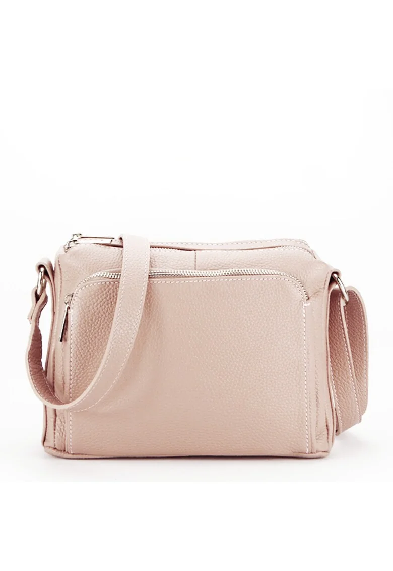 Geanta din piele naturala roz Camelia 124 17694, Roz