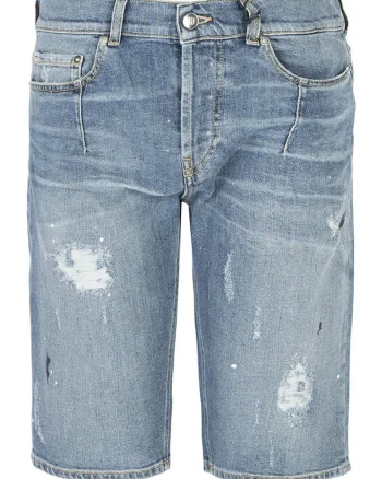Pantaloni scurti din denim cu aspect deteriorat,