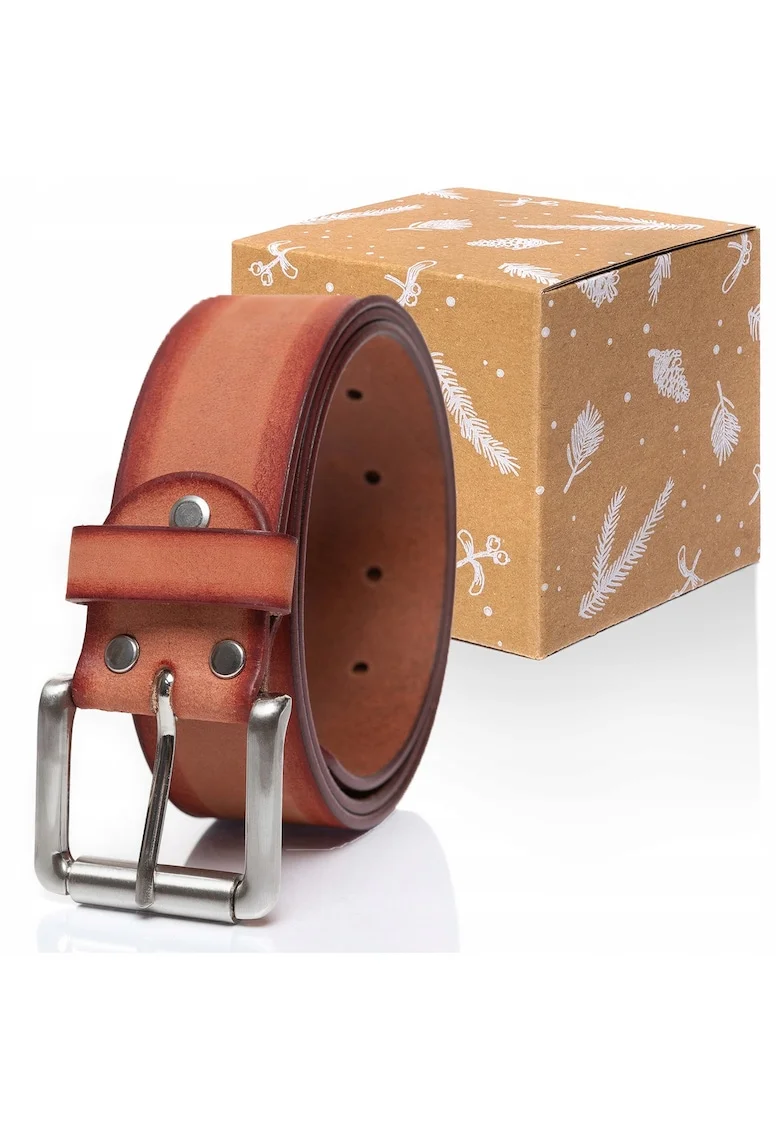 Curea Din Piele,  Sopo-Tt376, 100% Piele Naturala, Culoare: Portocalie, Latime: 4 Cm, 100% Portocalie