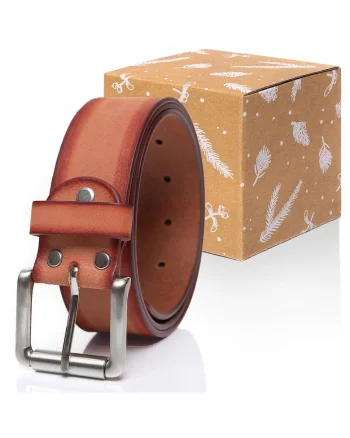 Curea Din Piele,  Sopo-Tt376, 100% Piele Naturala, Culoare: Portocalie, Latime: 4 Cm, 100% Portocalie