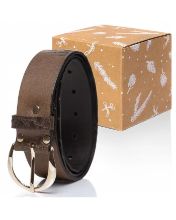 Curea Din Piele,  Sopo-Mus121, 100% Piele Naturala, Culoare: Maro, Latime: 4 Cm, Lungime: 95 Cm, Maro