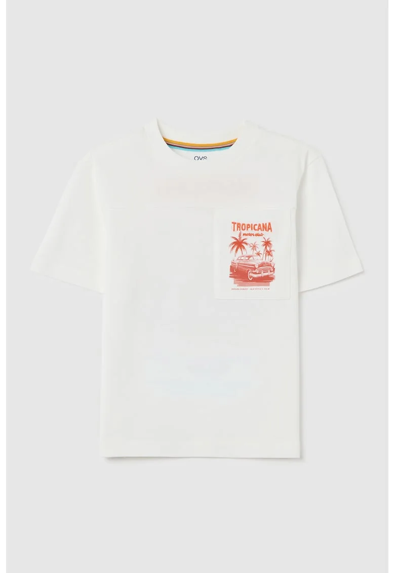 Tricou cu imprimeu cu masini, Rosu/Alb