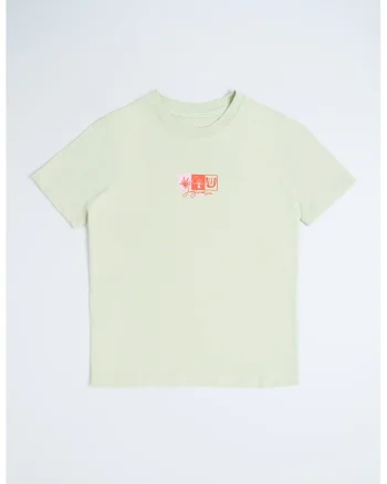 Tricou de bumbac cu imprimeu grafic discret, Verde pal