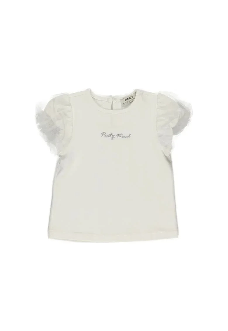 Tricou cu maneci bufante  - Party Mood, Alb, pentru fetite, Alb
