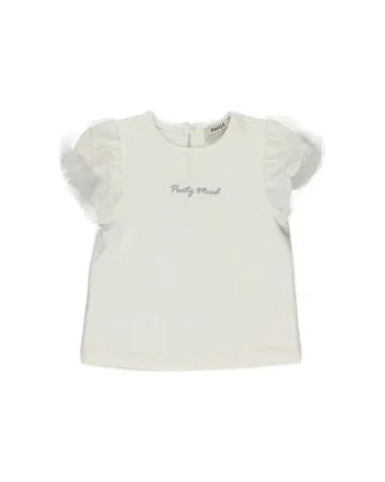 Tricou cu maneci bufante  - Party Mood, Alb, pentru fetite, Alb