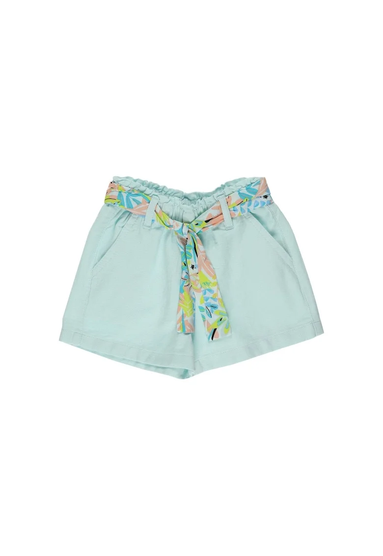 Pantaloni scurti cu esarfa in talie  - Jungle, Verde Mint, pentru fetite, Verde menta