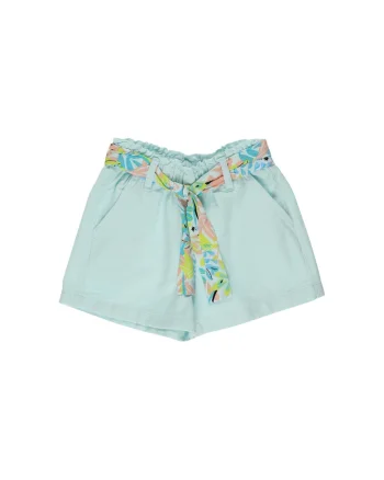 Pantaloni scurti cu esarfa in talie  - Jungle, Verde Mint, pentru fetite, Verde menta