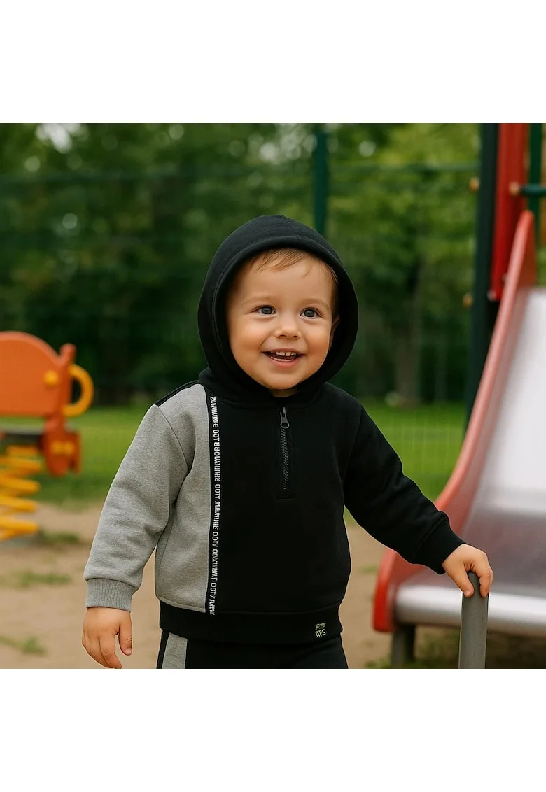 Hanorac cu gluga,  - City Boys, Negru & Gri, pentru baieti, Negru