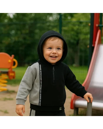 Hanorac cu gluga,  - City Boys, Negru & Gri, pentru baieti, Negru