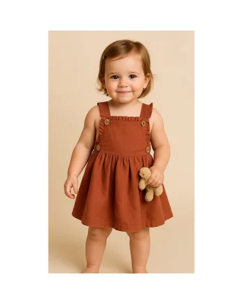 Rochie sarafan babydoll  - Retro Journey, Caramiziu, pentru fetite, Caramiziu