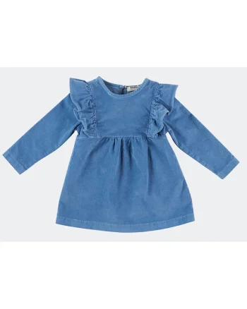 Rochie babydoll cu maneca lunga si volanas,  - Braverry, Albastru, pentru fetite, Albastru