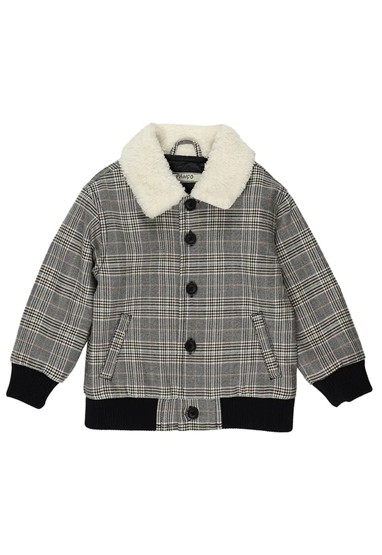 Geaca cu blanita si elastic in talie, model in carouri,  - Happy Camp, Negru & Gri, pentru baieti, Negru