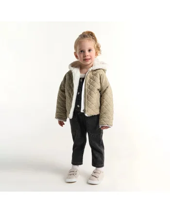 Geaca matlasata cu gluga si blanita,  - Dream, Kaki, pentru fetite, Kaki